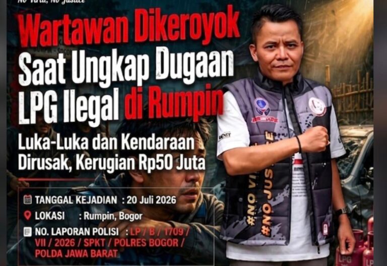 Wartawan Dikeroyok Saat Bongkar Dugaan LPG Ilegal di Bogor, Kendaraan Dirusak Rp50 Juta, GMOCT Desak Polisi Usut Dalang Serangan