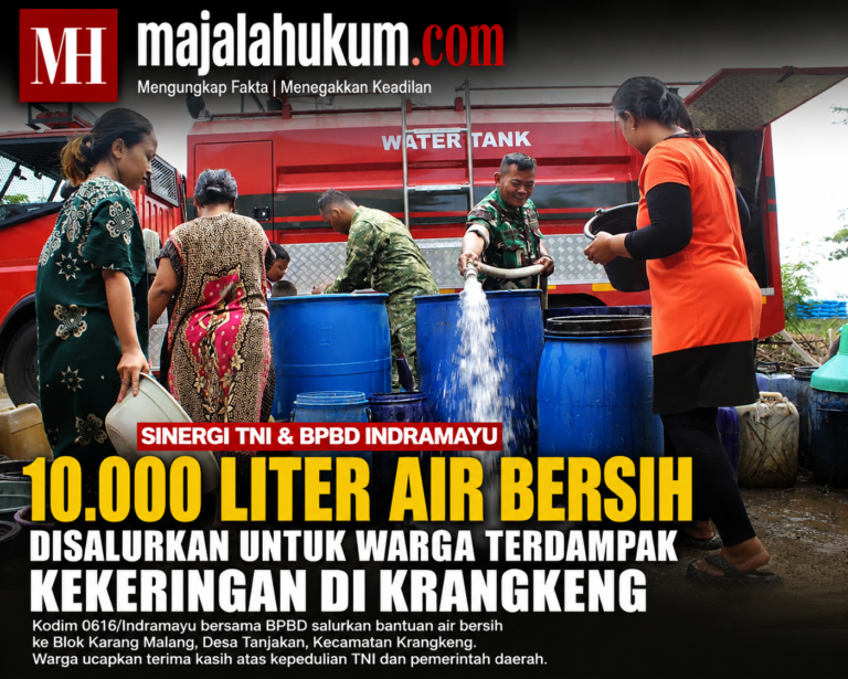 Kodim 0616 Indramayu dan BPBD Salurkan 10.000 Liter Air Bersih untuk Warga Terdampak Kekeringan di Krangkeng