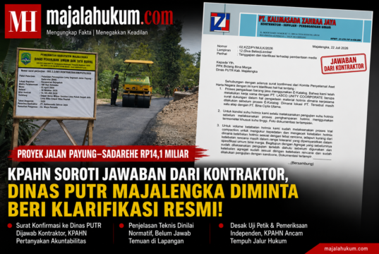 Surat Konfirmasi Proyek Jalan Rp14,1 Miliar Dijawab Kontraktor, KPAHN Pertanyakan Akuntabilitas Dinas PUTR Majalengka