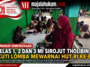 Semarak HUT RI ke-81, Siswa Kelas 1–3 MI Sirojut Tholibin Rengaspendawa Ikuti Lomba Mewarnai