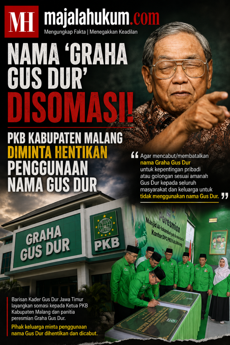 Nama “Graha Gus Dur” Disomasi, PKB Kabupaten Malang Diminta Hentikan Penggunaan Nama Gus Dur