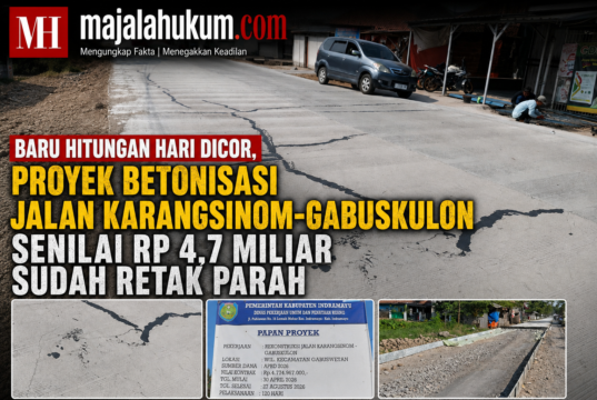 Baru Hitungan Hari Dicor, Proyek Betonisasi Jalan Karangsinom-Gabuskulon Senilai Rp4,7 Miliar Sudah Retak Parah
