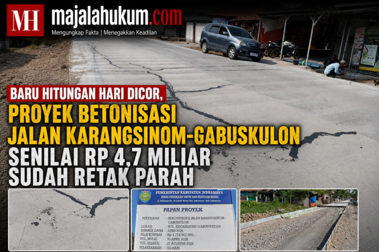 Baru Hitungan Hari Dicor, Proyek Betonisasi Jalan Karangsinom-Gabuskulon Senilai Rp4,7 Miliar Sudah Retak Parah
