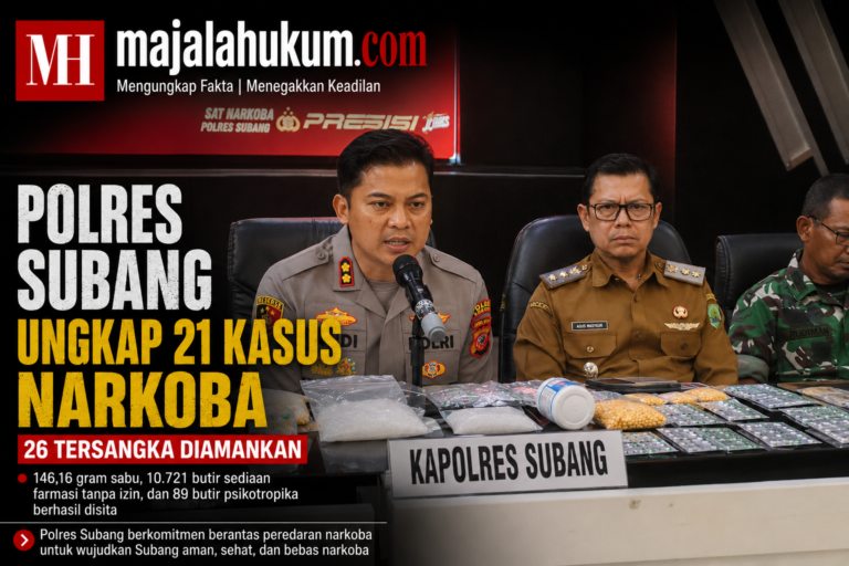 Polres Subang Ungkap 21 Kasus Narkoba, 26 Tersangka Diamankan